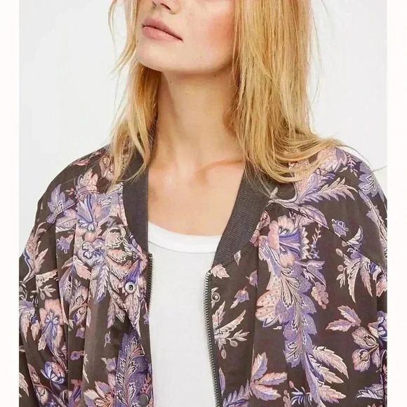 New Free People Bomber Jacket Coat Sz L - Picture 4 of 12